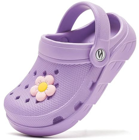 HOBIBEAR Unisex Kinder Classic Clogs Mädchen Jungen Bdeschuhe Gartenschuhe Hausschuhe atmungsaktive Sandalen(EU 27,Lila)