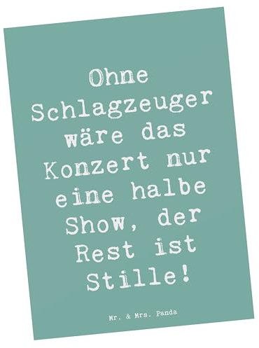 Mr. & Mrs. Panda Postkarte Spruch Schlagzeug Konzert - Geschenk, Ansichtskarte, Ansichtskarten, Lernen, Postkarten, Grußkarte, Musik, Musikinstrument, bildkarte, Instrument, Präsenz, Koordination