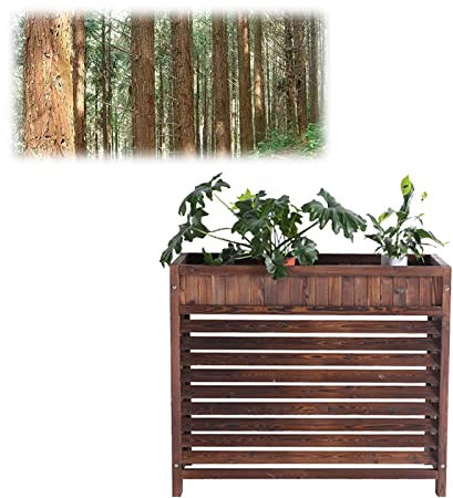 Atmungsaktive, wasserdichte Abdeckung für Klimaanlagen, Innenbereich, dekoratives Regal, Regal für Holzlamellen, Klimaanlagenrahmen, Sichtschutzzaun, Schutzhülle für Blumentopf, Anti-Fall, 120 x 58 x