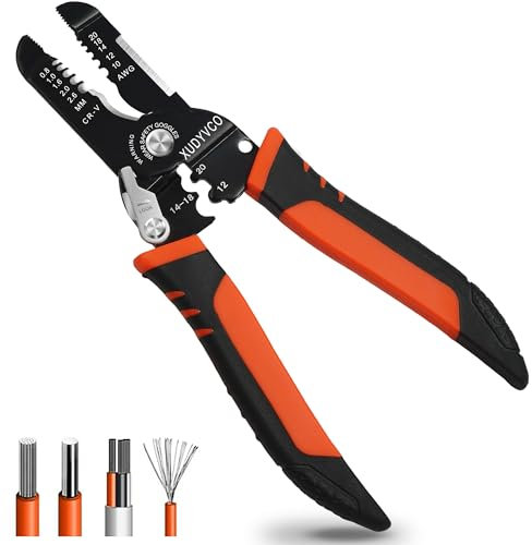 XUDYVCO 5-In-1 Wire Stripper Tool, 3rd Generation Wire Strippers for 10-20 AWG Electric Wire, 7IN Multifunctional Electrician Cable Stripper for Stripping, Cutting, Crimping, Sharpening, Clamping