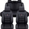 Auto Sitzbezüge für BMW X1 xDrive 25e, 5 Sitzer PU Leder Sitzbezug, Schonbezüge Sitzschoner Vorne Und Hinten,Black