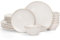 Richmount Tempus 18-Piece Dinner Set, Irregularly Shaped Swirl Stoneware Plates and Bowls Set, Dinner Sets for 6 People, Dinner Plates/Dessert Plate/Soup Bowl, Glazed Ceramic Dinnerware Sets, White