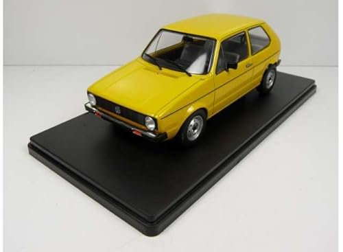 Ixo Volkwagen Golf 1 Gelb 3 Türer 1974-1983 mit Sockel 1/24 Modell Auto mit individiuellem Wunschkennzeichen