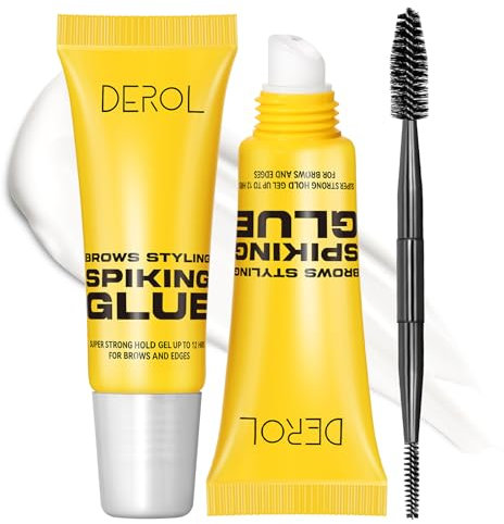 Erinde Eyebrow Gel, 2 in 1 Brow & Hair Edges Gel, Lightweight, Long-Lasting Hold, Waterproof, Smudge-Resistant, Quick-Dry, Clear, 2PCS