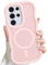 Cover Magnetica Ondulata per Samsung Galaxy S24 Ultra Compatibile con MagSafe Custodia Cornice Ondulati Riccia Forma Traslucida Opaca Antiurto Anti-Scratch Case per Ragazze Donne, Rosa