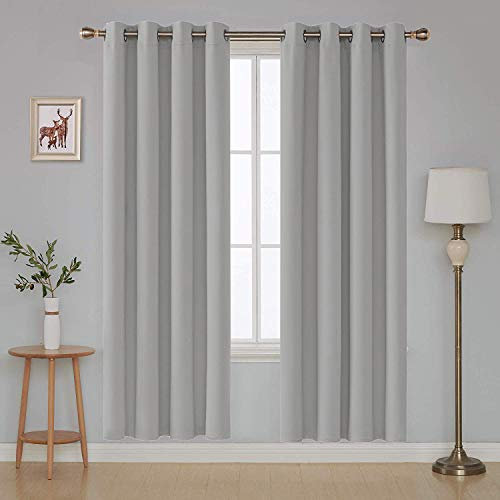 Tende oscuranti extra larghe grigie foderate per finestre, 260 x 140 cm (larghezza x lunghezza), riduzione del rumore, per la privacy, facili da pulire, per patio, confezione da 2 pannelli