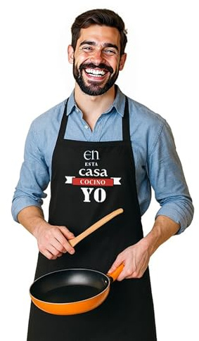 Susana Escribano Delantal de Chef Personalizado para Hombre y Mujer – Negro Unisex – Personaliza con Nombre o Frase – Ligero, Cómodo y Resistente – Regalo Original para Amantes de la Cocina