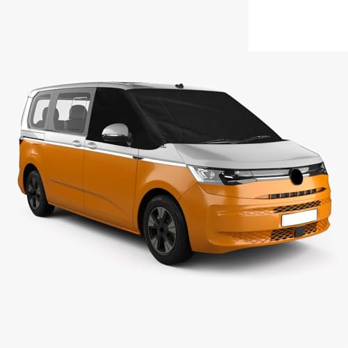 Cubierta del Parabrisas Compatible con VW T7, 600D Lujo Parasol de Ventana Delantera, 100% Opaco, Bloquea Los Rayos UV, Protector de Parabrisas Delantera Resistente Intemperie