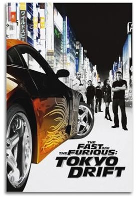 XUWSEWNE The Fast And The Furious - Tokyo Drift Poster, Vintage-Wandkunst, Leinwand, ästhetisches Poster, Musik und Filme, dekoratives Gemälde für Wohnzimmer, Schlafzimmer, 20 x 30 cm, ungerahmter