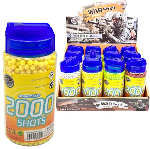 6000 Airsoft Balls – High Grade Coloured BB’s Pellets Balls, 0.12g Ammunition | 2000 Shots per Bottle | Pack of 3 Bottles (0506-32401)