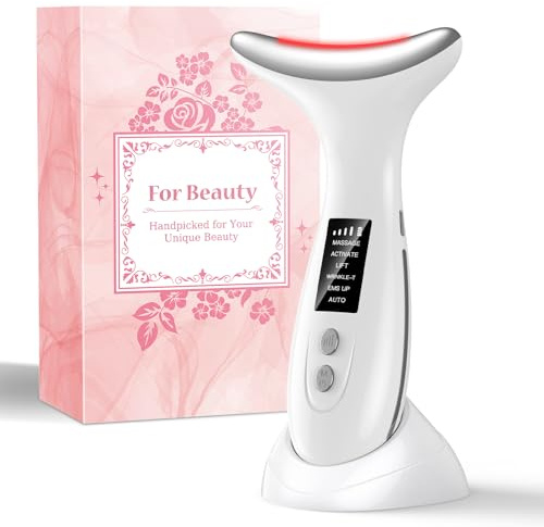 Smilify Gesichtsmassagegerät, Face Massager mit 6 Modi, Gesichtsmassage, 45℃ EMS Gerät Gesicht, 7 Farben LED Massagegerät Gesicht, Face Lifting Gerät für Anti-Aging, Lifting & Faltenreduktion, Weiß
