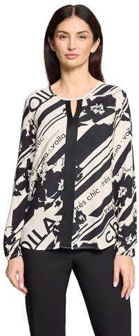 Betty Barclay Damen Schlupfbluse mit Rundhalsausschnitt 48, Weiß/Schwarz
