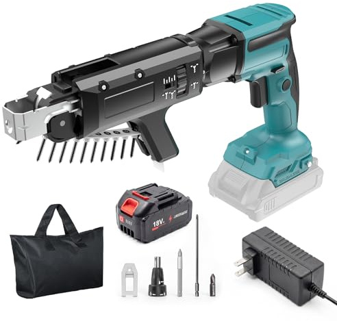 18V Drywall Screw Gun Auto-Feed,Collated Drywall Screwgun,5000RPM Cordless Drywall Screw Gun Kit with 4.0A Battery, Brushless Motor,Belt Clip, Charger, Tool Bag, Screw Length and Depth Adjustable