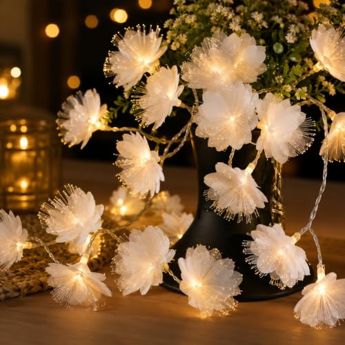YeahBoom 1.5M 10 LED Lichterkette Blumen,Glasfaser Blume Lichterketten