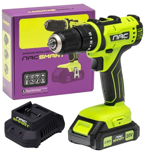 NAC SMART Akkuschrauber 20V 35Nm NS-CD-20V-B | Akku-Schrauber Set mit 2.0Ah Akku und Schnellladegerät | Bohrschrauber für Heimwerker Werkzeug | Ergonomischer Griff 10mm Schnellspannbohrfutter Bürstenm