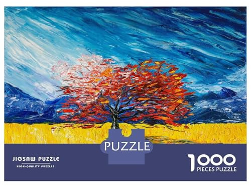 Puzzles Für Erwachsene, 1000 Teile Red Tree in A Yellow Field Puzzles Für Erwachsene, Denkspiel, Analyse Und Logik, Einzigartige Geburtstags 38x26cm/1000pcs