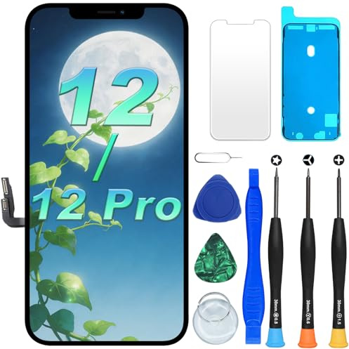 DlGl4U Display für iPhone 12/12 Pro LCD Bildschirm Ersatz,6,1 Full HD 3D Touch True Tone Face ID Bildschirm fur iPhone 12/12 Pro Display Digitizer Reparaturkits