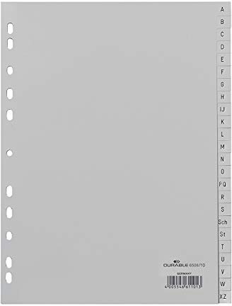 Durable Register A -Z, DIN A4, grau, PP, Universallochung, 24-teilig (5er Pack)