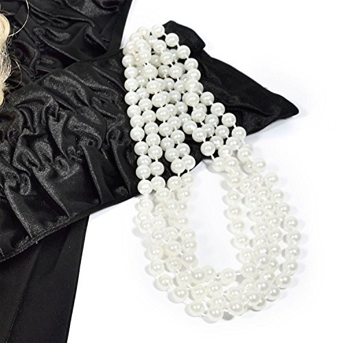 GOODS+GADGETS Charleston années 20 collier de perles 180cm long, Collier blanc avec des perles pour le costume burlesque accessoire de tenue (Collier de perles)