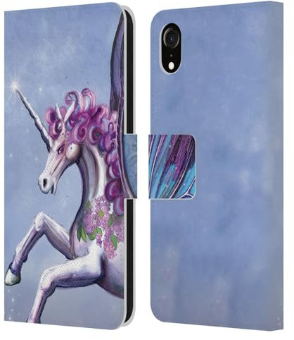 Head Case Designs Officially Licensed Rose Khan Lilac Purple Butterfly Unicorns Leather Wallet Case Compatible With Apple iPhone XR