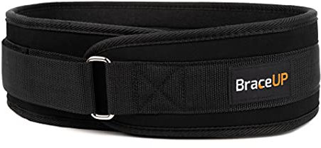 BraceUP Cinturón Gym, Cinturon Lumbar Gimnasio - Levantamiento de Pesas para Hombre y Mujer, 10 cm de Ancho, Entrenamiento y Apoyo para la Espalda (XL)