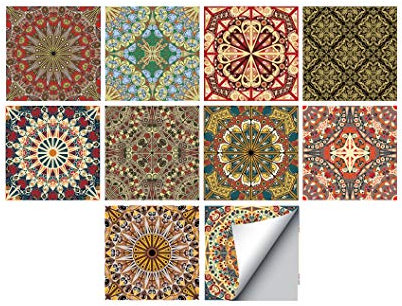 Fliesenaufkleber für Boden/Wandfliesen für Heimdekoration, zum Abziehen und Aufkleben, selbstklebende Spritzschutz, Fliesenaufkleber für Wohnzimmer, Küche, Badezimmer, Dekoration, 10 Stück 20 x 20 cm