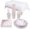 TOPWAYS Roségold Dots Geburtstagsdeko Partygeschirr Pappteller Set, Einweg Papier Teller Tischdecke Becher Servietten Partyzubehör zum Geburtstag kinder Mädchen Frau, Hochzeiten, Jubiläums(16 Gäste)