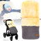 HDmirrorR Winterfußsack/Fußsack LAMMFELL für Kinderwagen/Buggy/Jogger Kinderwagenfußsack (HELLGRAU Melange)