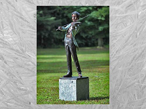 IDYL Bronze-Skulptur Geiger | 133x76x89 cm | Klassische Bronze-Figur handgefertigt | Gartenskulptur oder Wohnbereich-Dekoration | Hochwertiges Kunsthandwerk | Wetterfest