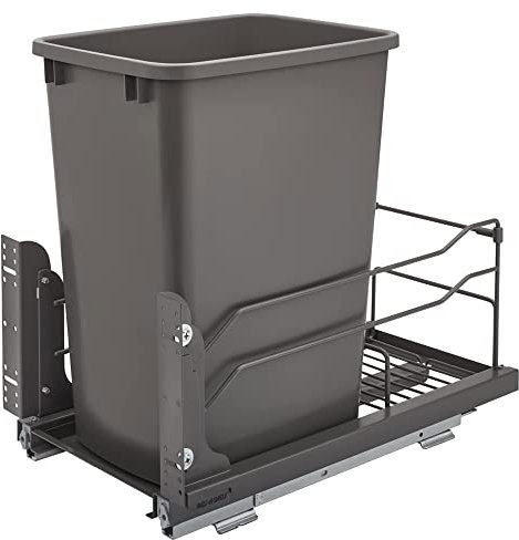 Rev-A-Shelf Single Pullout Trash Can w/Soft-Close Slides, 11.5 Min Opening