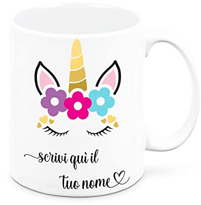 Mr. Gadgets Taza de cerámica Unicornio personalizable con nombre (Unicornio Srilizado)