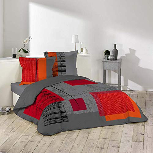 Dynamic24 3tlg. Bettwäsche 240x220cm 100% Baumwolle Übergröße Bettdecke Kissen Bettbezug King Queen Size mit 2 Kissenbezügen und 1 Bettdeckenbezug modern und pflegeleicht