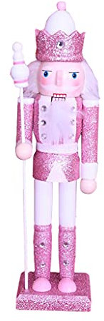 Colcolo 30cm Zarte Hölzerne Nussknacker Ornamente Figuren Weihnachtsdekorationen, Rosa
