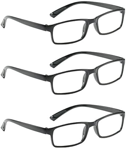 NRDIK PROFLEX LIGHTWEIGHT (3er-Pack) Flexibel Lesebrille – schlagfest, kratzfest, biegbar, rutschfest, Unisex (Männer + Frauen) (Schwarz; rechteckig; 2.0)