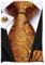 Hi-Tie Herren Krawatte Schwarz Paisley/Plaid/Streifen/Einfarbig Krawatten Set Einstecktuch Manschettenknöpfe Business Formal Hochzeit Meeting Geschenkbox,dunkel orange Paisley