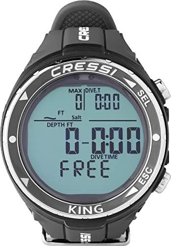 CRESSI King Freitauchen Uhr Tauchcomputer Mit Taravana-Schutz und Lungenödem-Prävention – Schwarz – Größe L