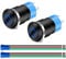 Gebildet 12mm Metal Negro Enclavamiento Interruptor de Botón Pulsador 12V-24V 3A Símbolo de Alimentación LED 1NO1NC SPST ON Off Interruptor de Palanca Impermeable con Enchufe de Cable (LED Azul)