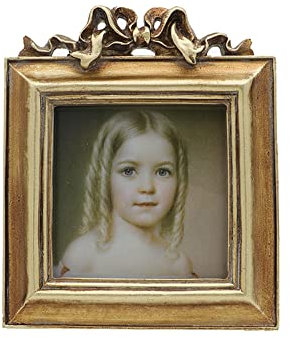 SYLVIA'S SHOP Kleiner quadratischer Vintage-Bilderrahmen, 7,6 x 7,6 cm, Mini-Bilderrahmen, Tischdekoration und Wandbehang, Heimdekoration, altmodische Fotogalerie, Art Deco, Bronze-Gold