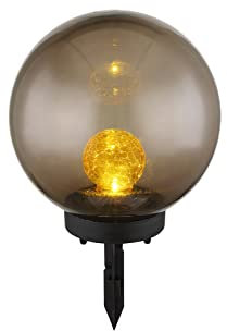 LED Solarleuchte mit Erdspieß - Kugel rauchfarbig Ø 20cm