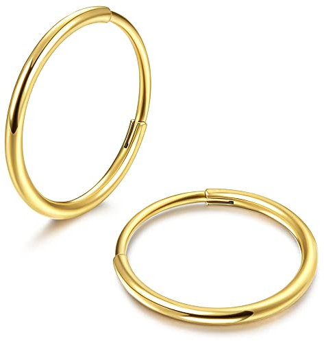 MILACOLATO G23 Titan Creolen für Damen Herren Hypoallergenes Kleine Creolen Gold Piercing Ohr Helix Piercings Knorpel Daith Tragus Septum Piercing Ring 8mm