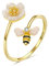 ZLING 925 Sterling Silber 18 Karat Gold Gänseblümchen Blume Bienen Öffnungsringe Für Frauen Hochzeitstag Feiner Schmuck