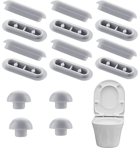 BOBOZHONG WC-Sitz-Puffer-Set,16PCS Toilettensitz-Stoßfänger,Toilettensitz Dämpfer Puffer Plastik WC Sitz Puffer Universal WC-Sitz-Stoßstangen Toilettensitzkissen Stoßstangen (Grau)