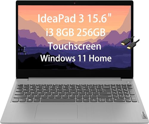 Lenovo IdeaPad 3 Écran tactile HD 15,6 (Intel 11e génération Core i3-1115G4, 8 Go de RAM, SSD PCIe 256 Go, carte graphique Intel UHD, lunette étroite) Ordinateur portable domestique et professionnel,
