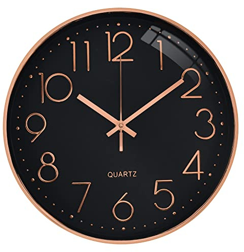 HOSTON Wall Clock 12 Inch Modern Clock Silent Non Ticking Round Wall Clocks for Living Room Kitchen Bedroom School Home Office Classroom
