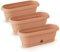 Lot de 3 pots de fleurs ovales en terre cuite DCK en plastique 31,6 x 13,2 x 11 cm pour intérieur extérieur en terre cuite, volume 2,5 litres, design classique