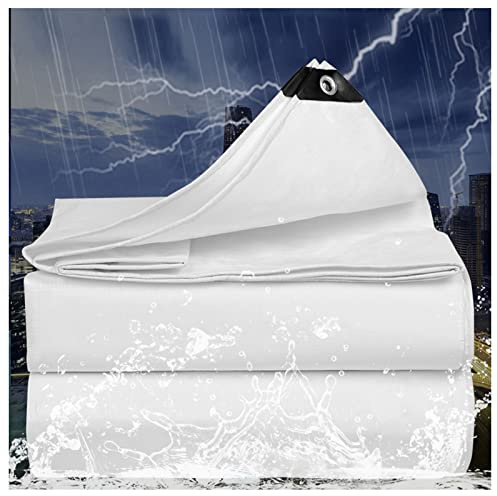 Blanco Lona Impermeable Lona de Protección,180 g/m² Toldo con OjalesReforzado PE Protección contra UV, Lona Plastico Exterior para Muebles de Jardín,Camión,Carpa,Madera,3x9m/9.84x29.52ft