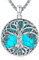 Eusense Collier Arbre De Vie Turquoise Pendentif en Argent 925 Chaîne de Souvenirs Cadeaux pour Femmes Filles