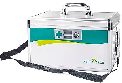 TUKA-i-AKUT 17L Alu Medizinkoffer Abschließbar, Portable Erste-Hilfe Koffer mit Tragegriff Tragegurt, Kindersicher Aluminiumlegierung Arzneimittel Medikamentenkoffer 36x22x22cm, TKD6400-L