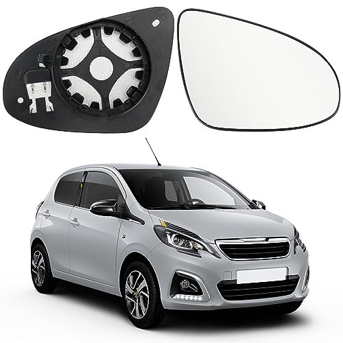 Spiegelglas Heizbar Rechts Kompatibel mit Citroen C1 / Peugeot 108 / Toyota Aygo (2014-2020) Spiegelglas Außenspiegel Glas