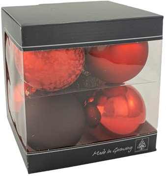 Thüringer Glasdesign Hängende Kugel Glaskugel Hängender Schmuck Rot Glas 8cm 8er Weihnachten